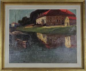 FABRY Elysee 1882-1949,Maison au bord de canal,Monsantic BE 2022-09-04