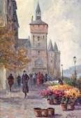 FABRY Jean 1900-1900,Paris, le marché aux ﬂeurs et vue de la cité et Notre Dame,Pillon FR 2009-12-19