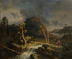 FAGERSKOLD,A landscape with figures by a river crossing under,Bonhams GB 2012-03-11