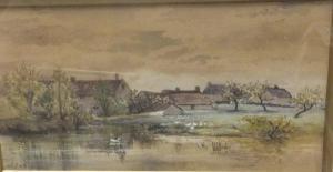 FAHEY James,Duck on pond with farmhouse in background,1879,Moore Allen & Innocent 2016-05-06
