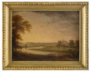 FAHLCRANTZ Carl Johan 1774-1861,Pastoralt landskap med kyrkobyggnad i fon,Stockholms Auktionsverket 2009-05-27