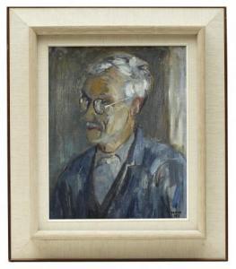 FAHLE Gustaf Adolf 1906-1989,Självporträtt,1957,Uppsala Auction SE 2015-09-15