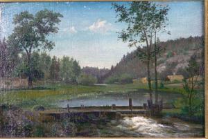 FAHLGREN Carl August 1819-1905,Landskap med vattendrag,Uppsala Auction SE 2010-08-23