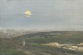 FAHRBACH Carl Ludwig,Landschaft mit Frauenstudie bei Vollmond. Studie,Winterberg Arno 2020-10-17