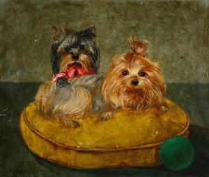 FAIRER F.P,Two terriers on a cushion; also a reproductionby another hand (2),Bonhams GB 2008-11-17