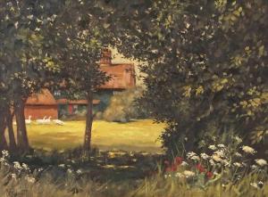FAIRHURST Miles 1955,countryside building with nearby wandering geese s,Keys GB 2023-07-26