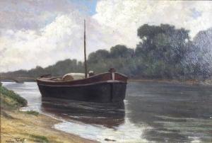 FAIVRE Léon Maxime 1856-1914,La péniche,Saint Germain en Laye encheres-F. Laurent FR 2017-11-19