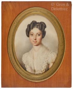 FAIVRE,Portrait de femme à la robe blanche et au châle,1823,Gros-Delettrez FR 2023-04-04