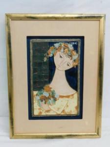 Faktorowicz Ruth 1937,Lady holding a bouquet of flowers,B.S. Slosberg, Inc. Auctioneers 2022-02-03