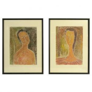 FALASCHI Paolo,Homenaje a Modigliani o retratos de dama y caballero,Morton Subastas MX 2015-11-14