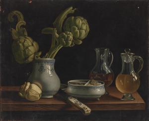 Falgores J. Valette,A still life with artichokes, a salt cellar, a kni,Christie's 2023-01-25