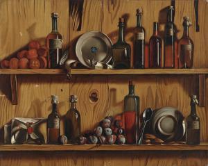 Falgores J. Valette,A tromp l'oeil of bottles, game, plates, plums and,Christie's 2023-01-25