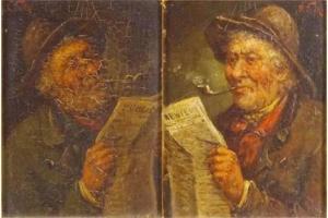 FALKE A 1800-1900,Old gentlemen reading,Eastbourne GB 2015-05-07