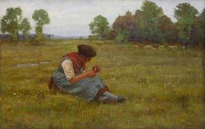 FALKENBERG Richard 1875-1948,A shepherdess in a tranquil meadow,Bonhams GB 2019-04-30