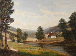 FALKENBERG Richard 1875-1948,Dorf im Wiesengrund,1930,Mehlis DE 2020-11-17