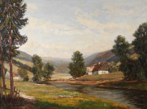 FALKENBERG Richard 1875-1948,Dorf im Wiesengrund,1930,Mehlis DE 2020-02-27