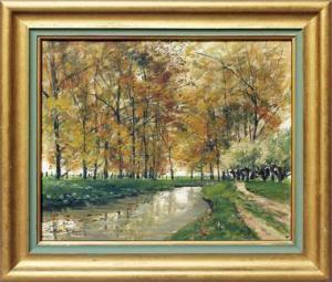 FALKENBERG Richard 1875-1948,Herbstliche Landschaft mit Fluss,Reiner Dannenberg DE 2020-09-21