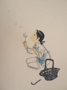 FAN FAN WU 1954,Little girl with dandelions,1959,Sadde FR 2019-10-23