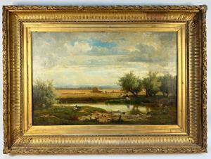 FANART Alphonse Cl. Antonin 1831-1903,Couple au bord d'un étang,AUCTIE'S FR 2024-01-26