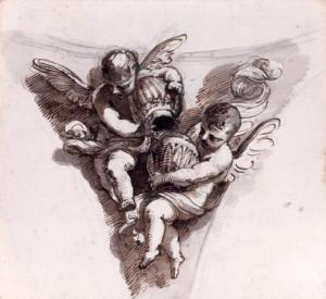 FANCELLI Pietro 1764-1850,Étude pour un pendentif, Deux putti portant des v,Pierre Bergé & Associés 2012-12-14