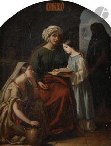 FANELLI SEMAH Louis Joseph 1804-1875,L\’Education de la Vierge,Ader FR 2021-01-27