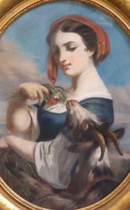 FANTIN LATOUR Theodore 1805-1872,woman feeding flowers to a goat,Gorringes GB 2021-05-10