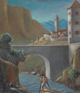 FARAVEL GASTON 1907-1947,City with bridge,1927,Galerie Koller CH 2016-12-01