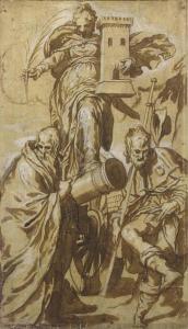 FARINATI Paolo 1524-1606,Saint Barbara with Saint Anthony Abbot and Saint R,Christie's GB 2003-01-22