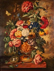 FARMER Henry,Still life - urn of summer flowers with butterfly ,20th century,Capes Dunn 2020-11-03