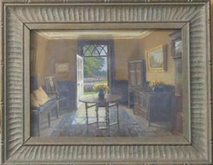 FARMER WALTER 1870-1947,Room interior looking out to a garden,Chilcotts GB 2022-07-16