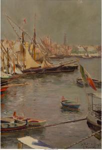 FARNETI Stefano 1855-1926,Le Port Naples,Heritage US 2017-09-23