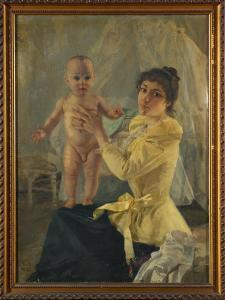 FARNETI Stefano 1855-1926,Ritratto di moglie e figlio,1897,Blindarte IT 2022-11-30