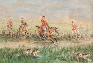 FARNSWORTH Alfred Villiers 1858-1908,hunting scene with several figures on horseba,1899,888auctions 2024-03-14