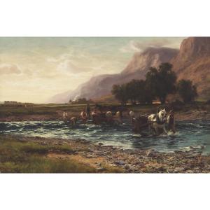 FARQUHARSON David 1840-1907,DEEPENING THE RIVER,1876,Waddington's CA 2023-12-14