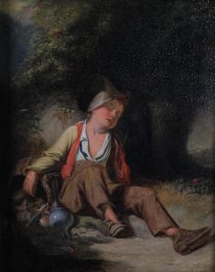 FARRIER Robert 1796-1879,The Drowsy...... young boy asleep at the foot of a,1828,Morphets 2020-03-05