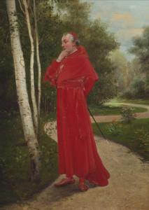 FARSKY Otto 1895-1968,Cardinal walking along a path,John Moran Auctioneers US 2019-08-25