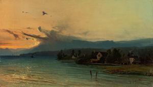 FASANOTTI Gaetano 1831-1882,Tramonto sul lago di Como,Finarte IT 2024-03-27