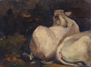 FATTORI Giovanni 1825-1908,Buoi nella stalla,Galleria Pananti Casa d'Aste IT 2024-04-19