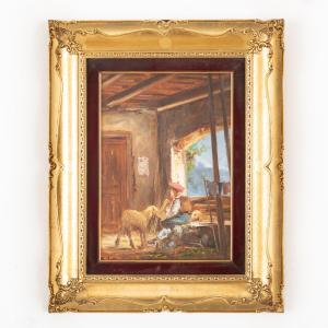 FATTORI MARIO,Suonatore di fisarmonica in un interno Mamma con b,Wannenes Art Auctions 2023-03-14