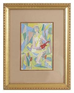 FAUBERT Jean 1946,Jeune femme au violon,Tradart Deauville FR 2022-08-14