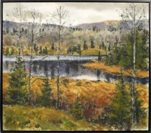 FAULDER GERALD 1960,A Foothills Lake,1990,Lando Art Auction CA 2019-05-05
