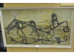 FAULKNER R.T 1900-1900,Showing an emaciated horse pulling a wheeled,1955,Wotton GB 2014-04-15
