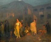 FAURE Amandus 1874-1931,Figures at Night around Camp Fire,1922,Westbridge CA 2018-10-28