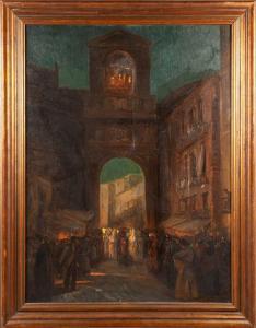 FAURE Amandus 1874-1931,Processione a Porta Capuana,Casa d'Aste Arcadia IT 2023-10-26
