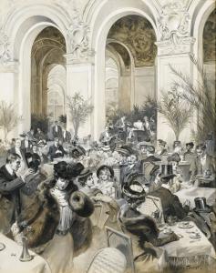 FAURET Léon Jean Joseph 1863-1955,CONCERT AT THE CAFÉ DE LA PAIX, PARIS,Sotheby's GB 2014-11-06