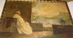 FAUSLIQ Josephine,Ecclésiastique devant un paysage,1842,Millon & Associés FR 2014-01-22