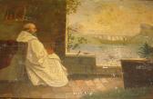 FAUSLIQ Josephine,Ecclésiastique devant un paysage lacustre avec v,1842,Millon & Associés 2014-09-18