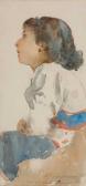 FAUSTINI Modesto 1839-1891,Profile of a Seated Girl in Local Costume,Swann Galleries US 2008-06-12