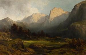 FAUSTNER Leonhard 1815-1884,Herde in Hochgebirgslandschaft,Mehlis DE 2020-11-17