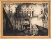 FAVAI Gennaro 1879-1958,Venetian scene of a gondola by a vine-covered buil,Eldred's US 2017-02-17